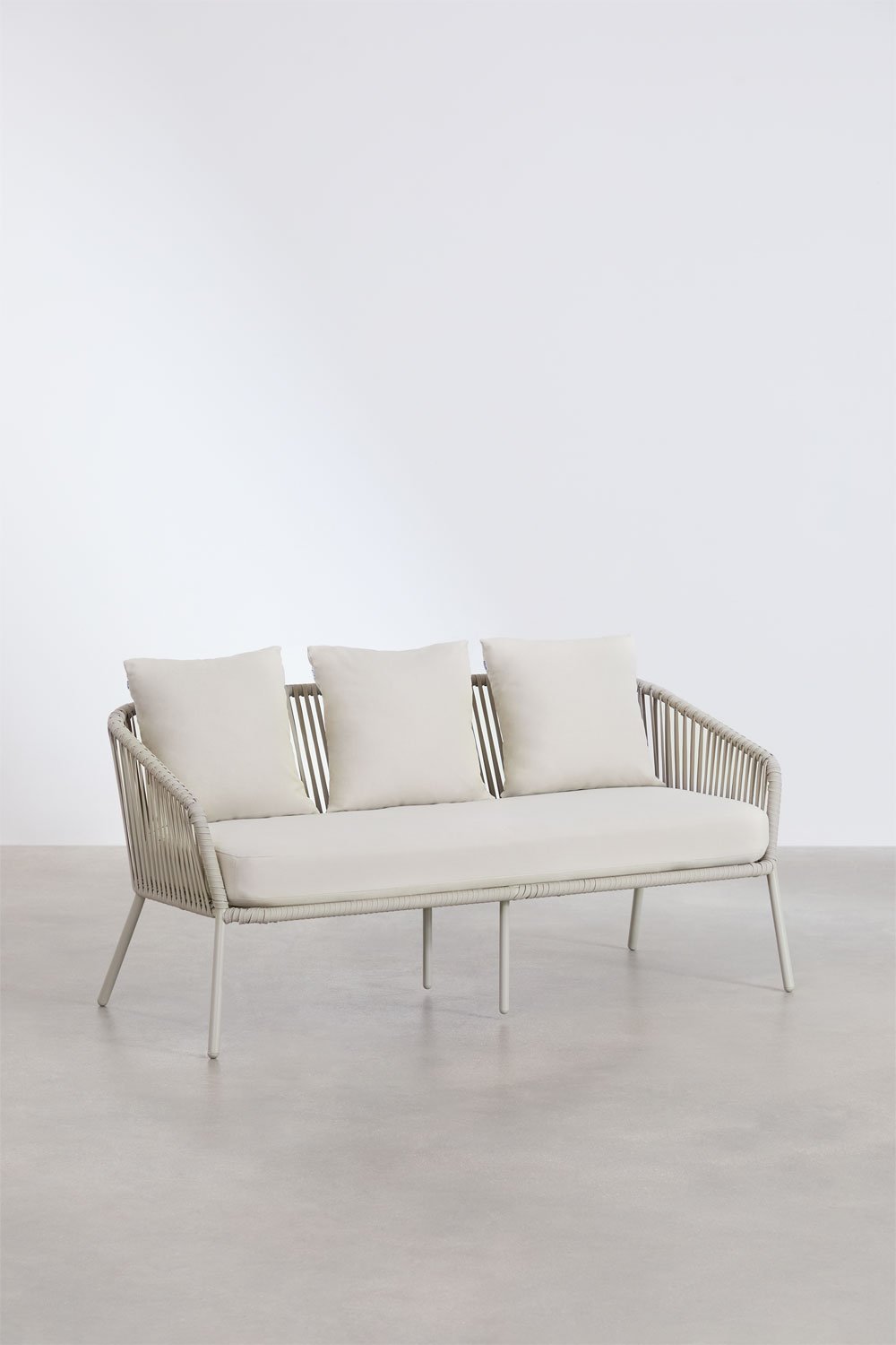 Sklum Conjunto De Jardín Con Sofá De 2 Plazas 2 Sillones Y Mesas De Centro En Aluminio Y Cuerda Trenzada Arhiza