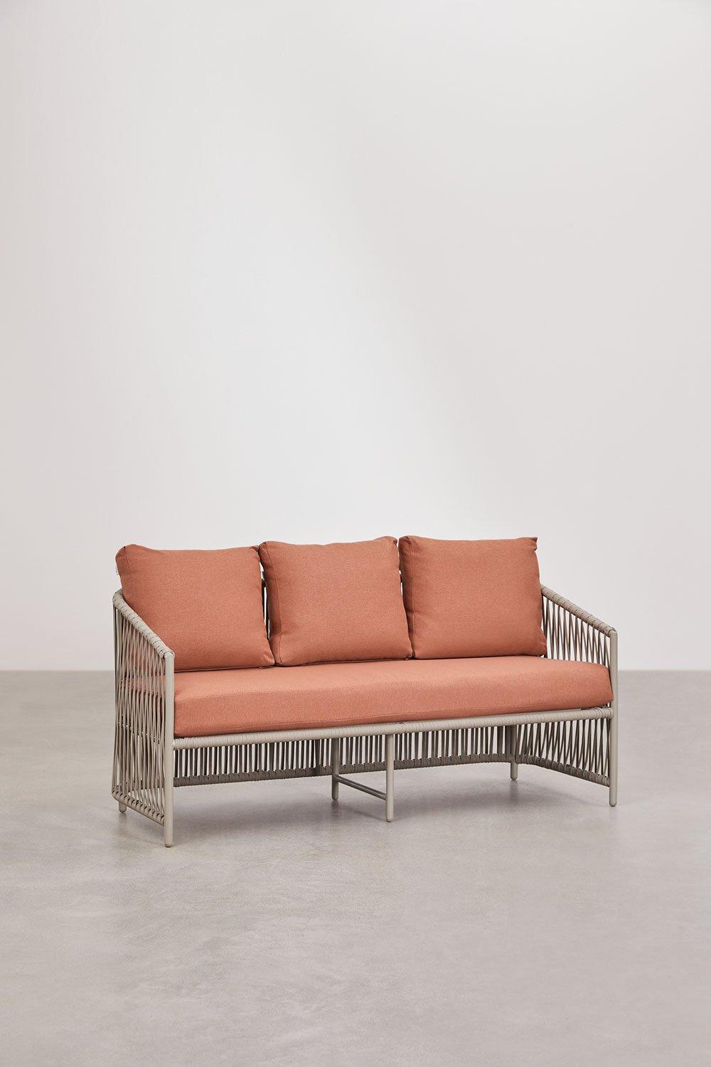 Sklum Conjunto De Jardín Con Sofá De 2 Plazas 2 Sillones Y Mesas De Centro En Aluminio Y Cuerda Trenzada Sophie