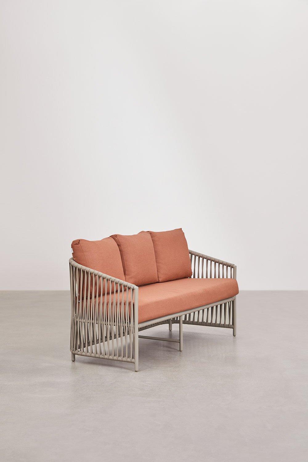 Sklum Conjunto De Jardín Con Sofá De 2 Plazas 2 Sillones Y Mesas De Centro En Aluminio Y Cuerda Trenzada Sophie