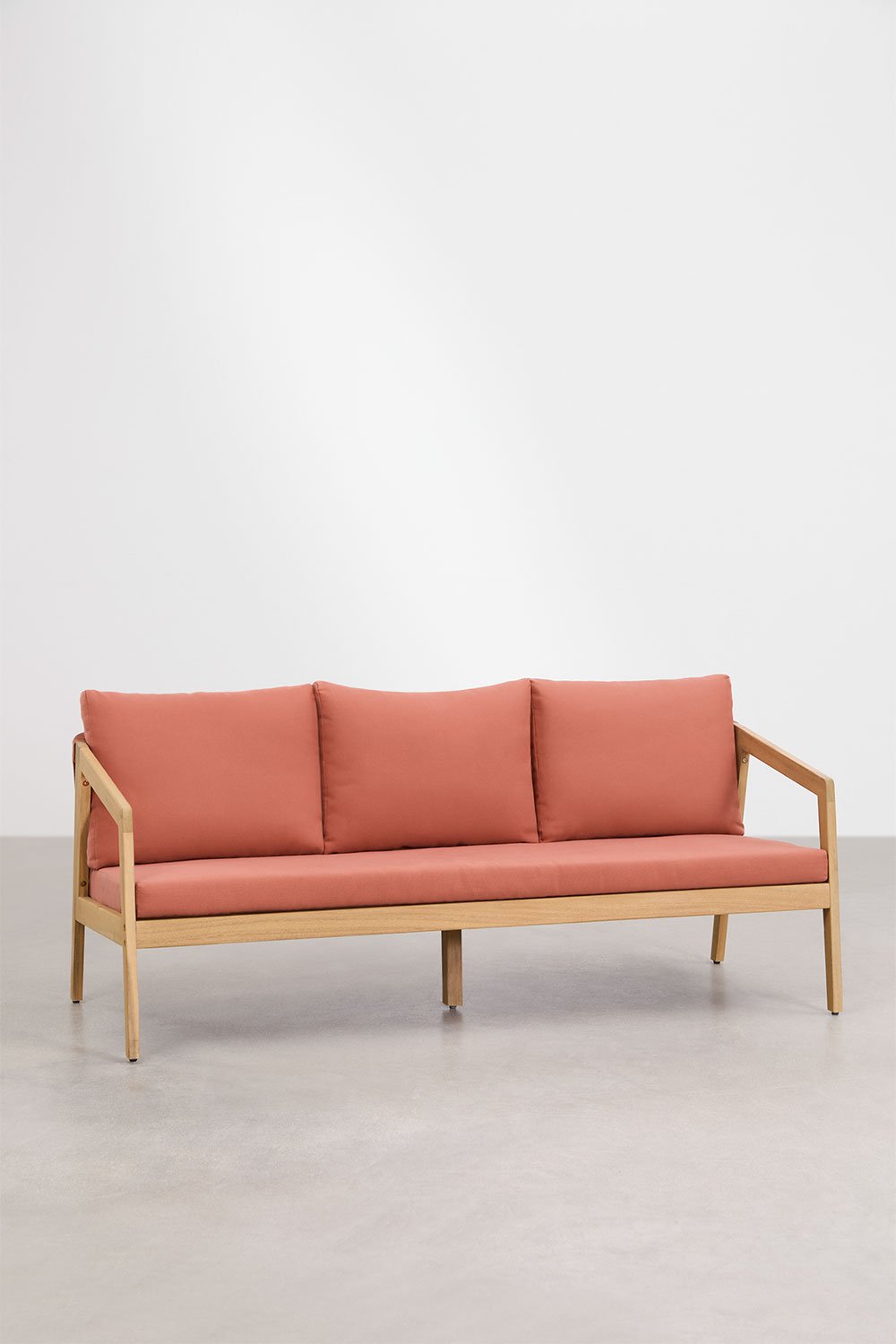 Sklum Conjunto De Jardín Con Sofá De 3 Plazas 2 Sillones Y Mesa De Centro En Madera De Acacia Y Cuerda Trenzada Kaela