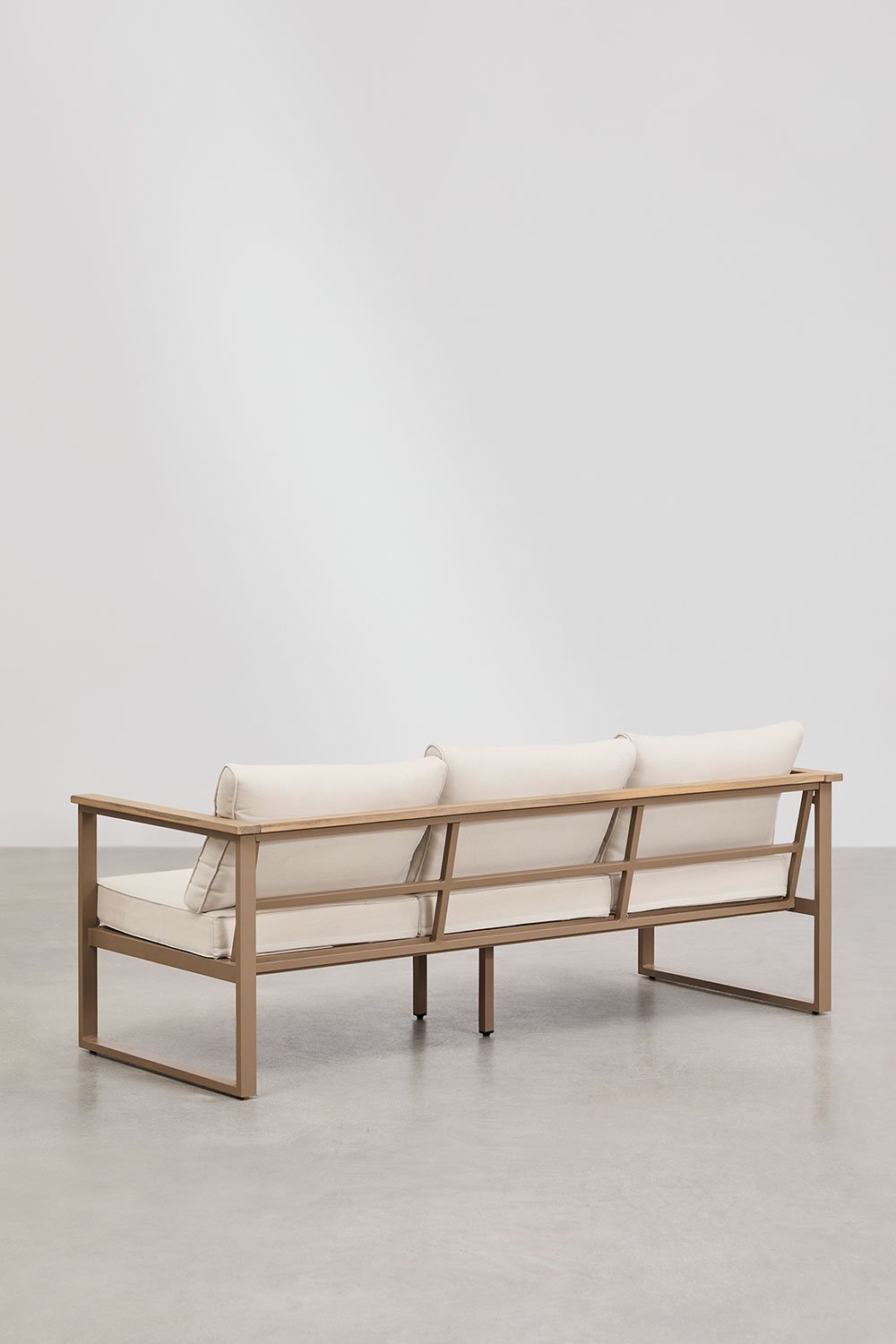 Sklum Conjunto De Jardín Con Sofá De 3 Plazas 2 Sillones Y Mesa De Centro En Aluminio Y Madera De Acacia Lipov