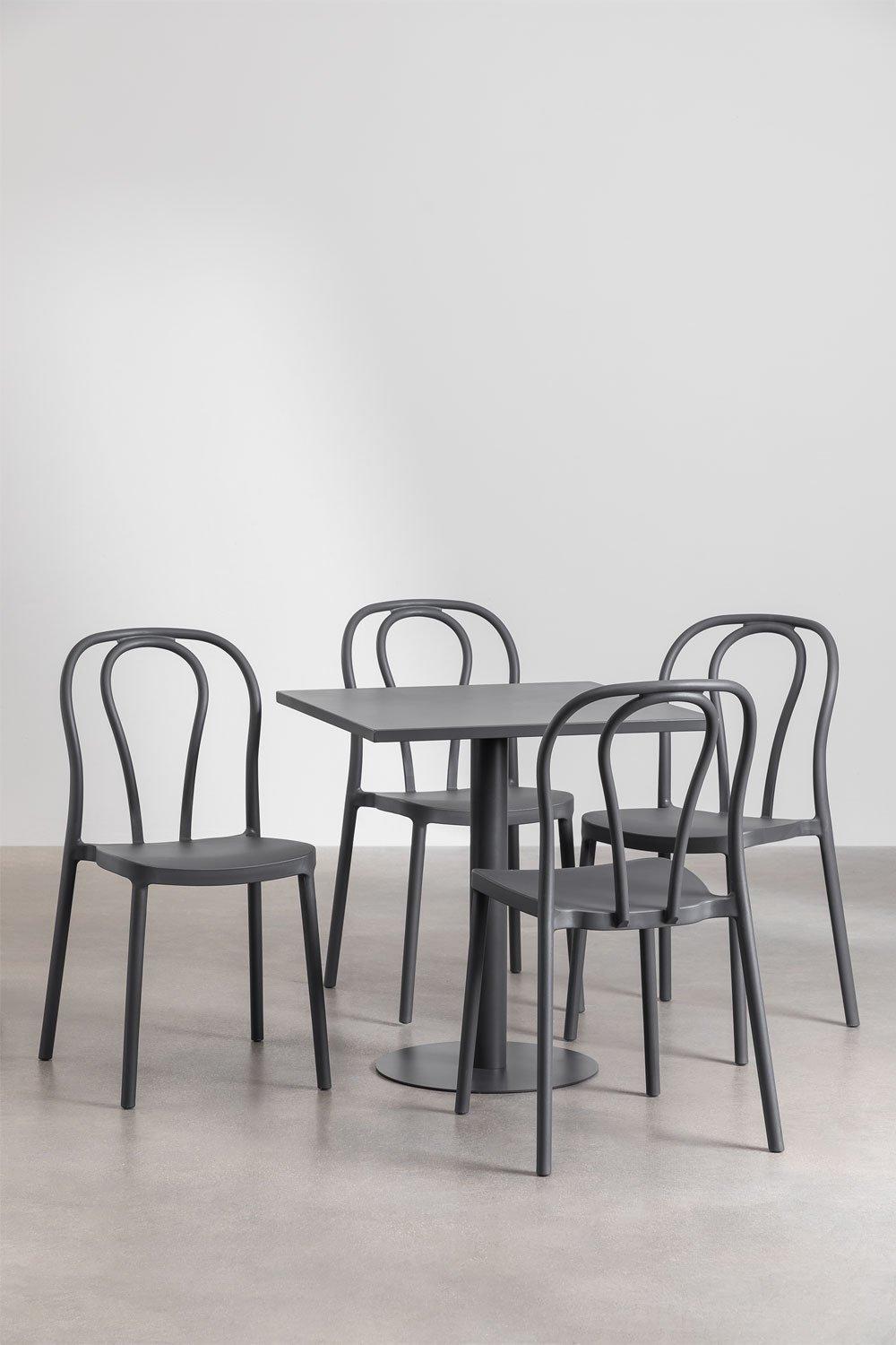 sklum Conjunto de Mesa Quadrada 70x70 cm e 4 Cadeiras de Jardim Mizzi