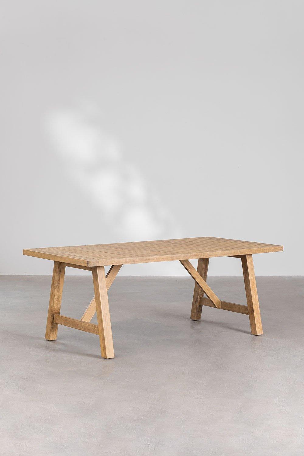 Sklum Conjunto De Mesa Retangular (200x100 Cm) E 8 Cadeiras De Jardim Em Madeira De Acácia Dubai