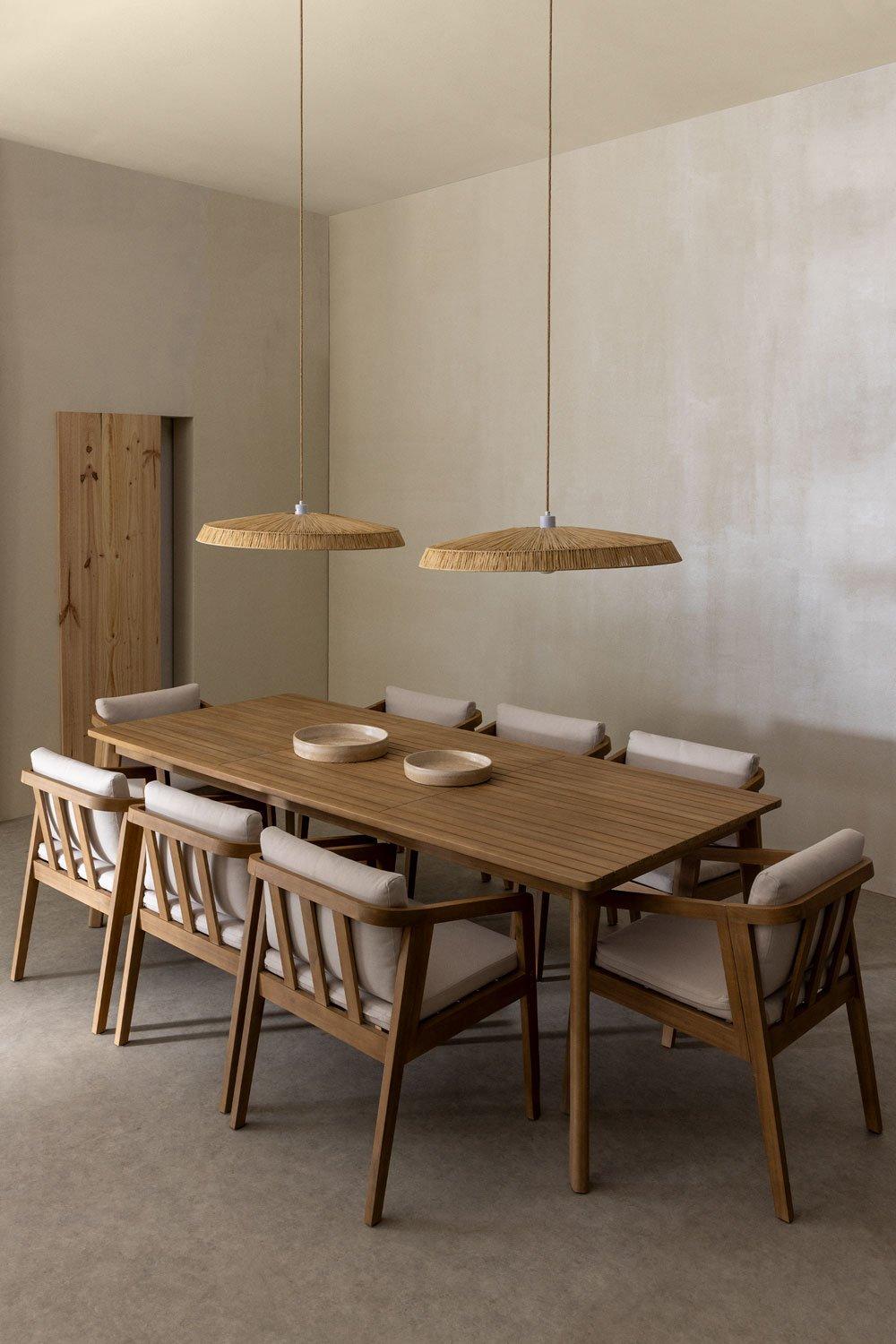 sklum Conjunto de mesa retangular Kaela (220x100 cm) e 8 cadeiras de jantar em madeira de acácia