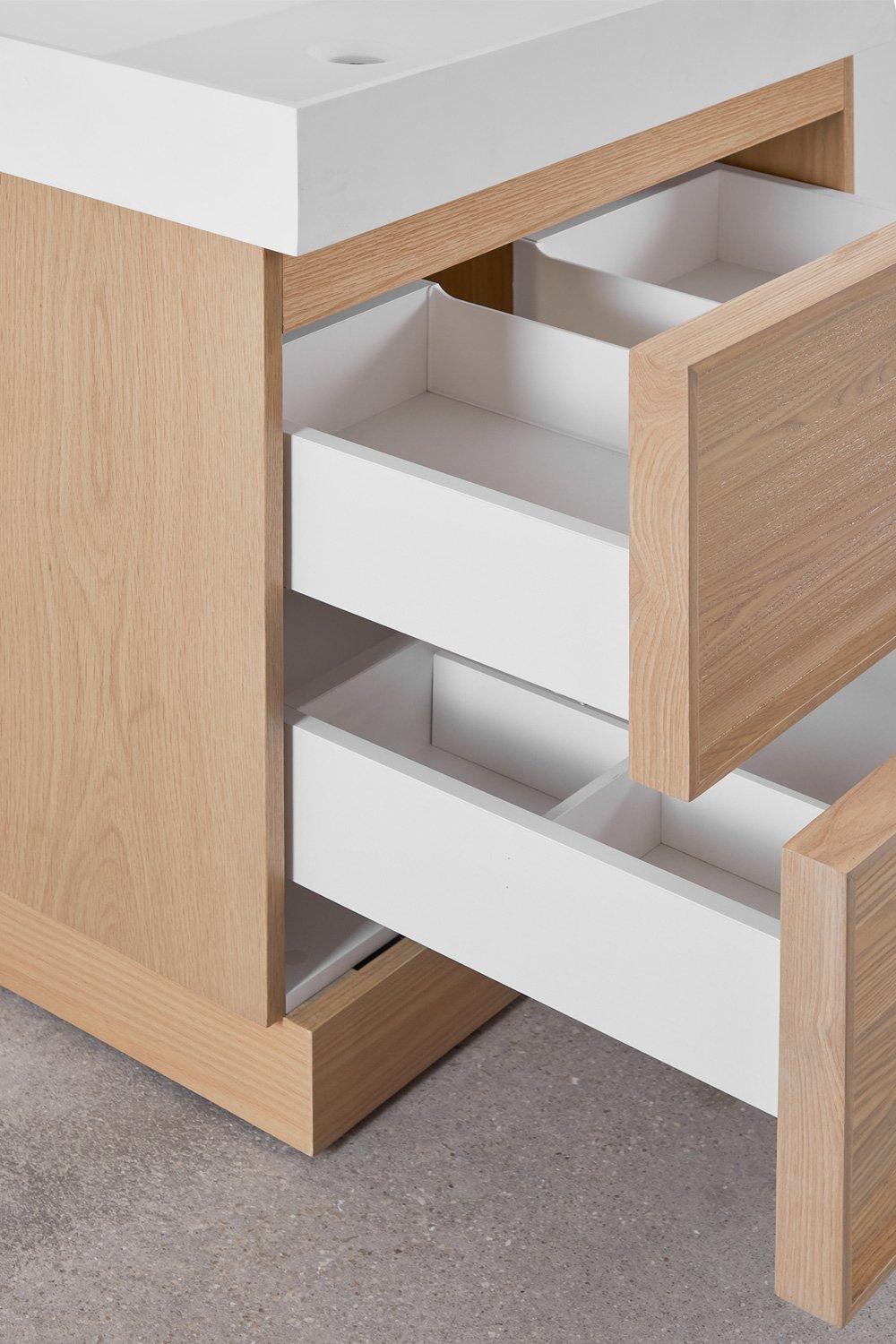 Sklum Conjunto De Mueble De Baño En Madera Con Lavabo Integrado Jolene