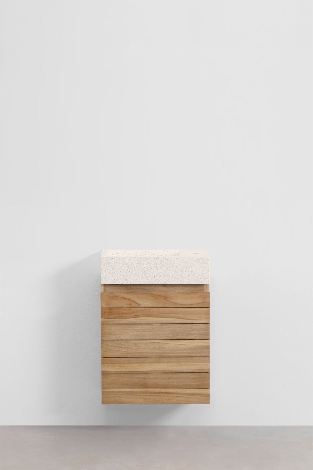 Sklum Conjunto De Mueble De Baño En Madera De Teca Con Lavabo Integrado En Cemento Napier