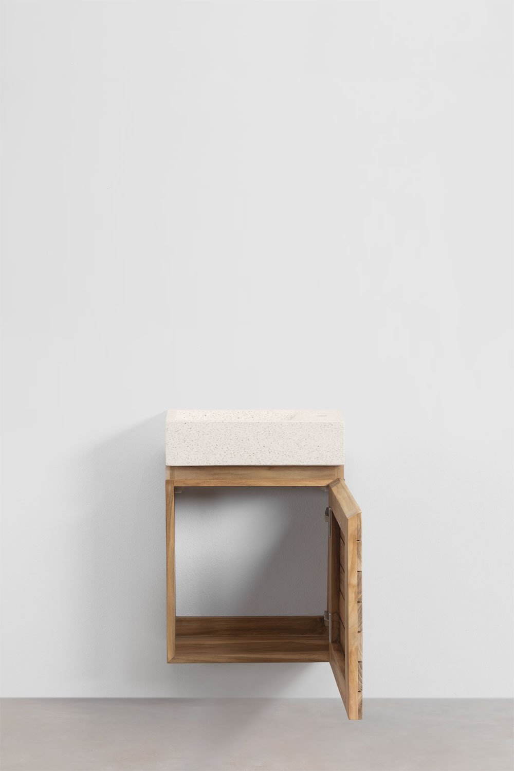 Sklum Conjunto De Mueble De Baño En Madera De Teca Con Lavabo Integrado En Cemento Napier