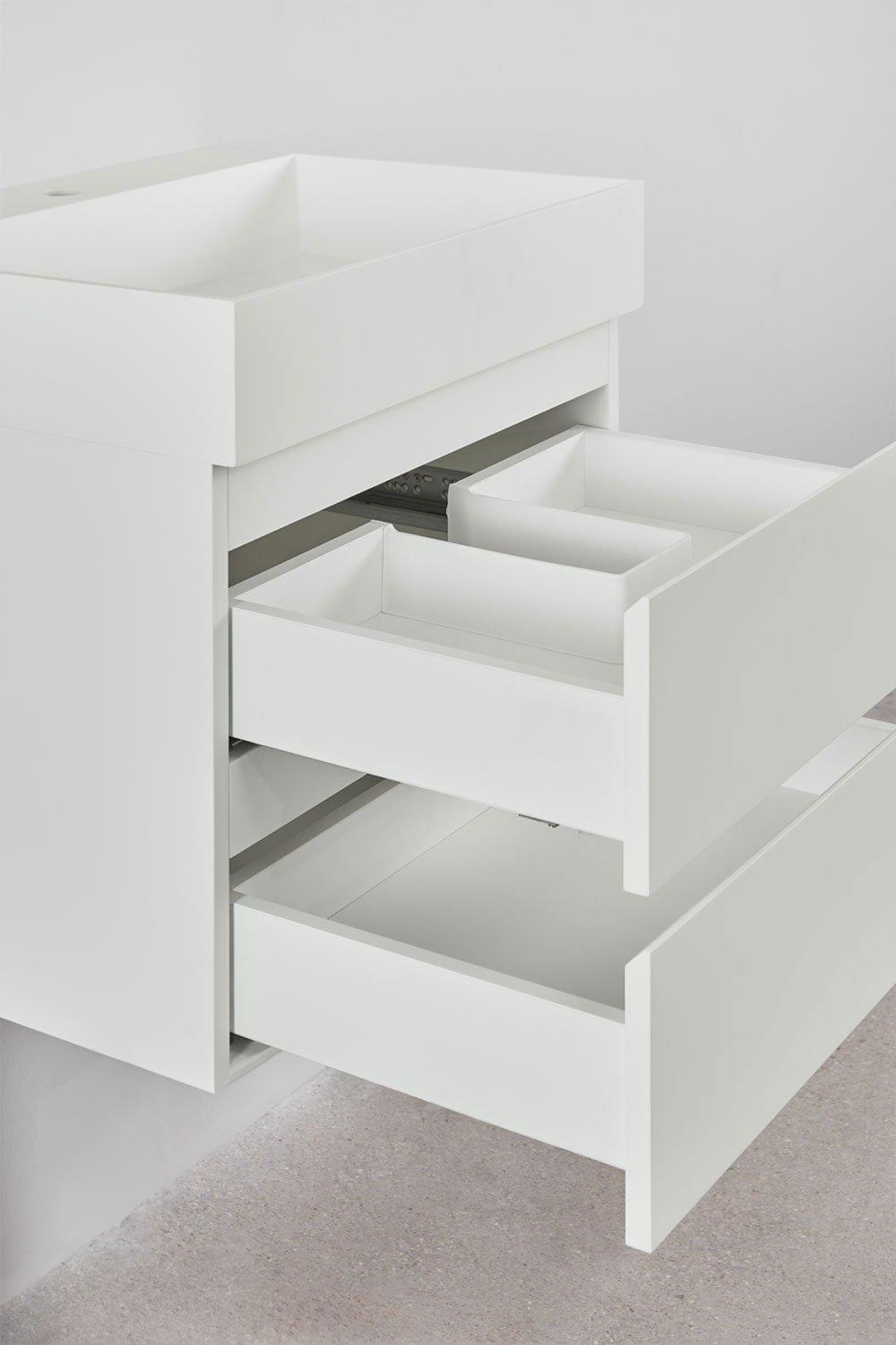 Sklum Conjunto De Mueble De Baño En Madera Y Chapa De Fresno Con Lavabo Integrado Ona