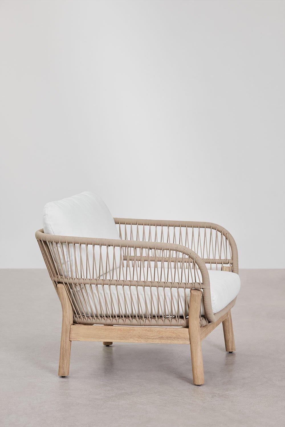 Sklum Conjunto De Salón Con 2 Sillones Y Mesa De Centro En Madera De Acacia Y Cuerda Trenzada Karvia