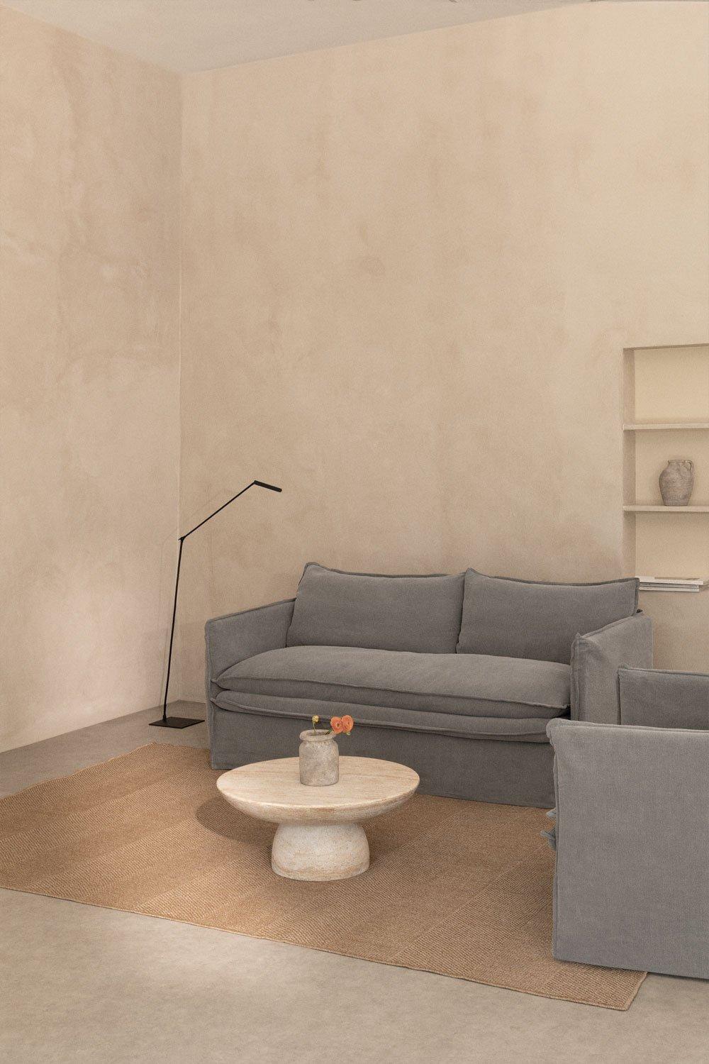 sklum Conjunto de salón con sofá de 2 plazas y 2 sillones en lino y algodón Grace