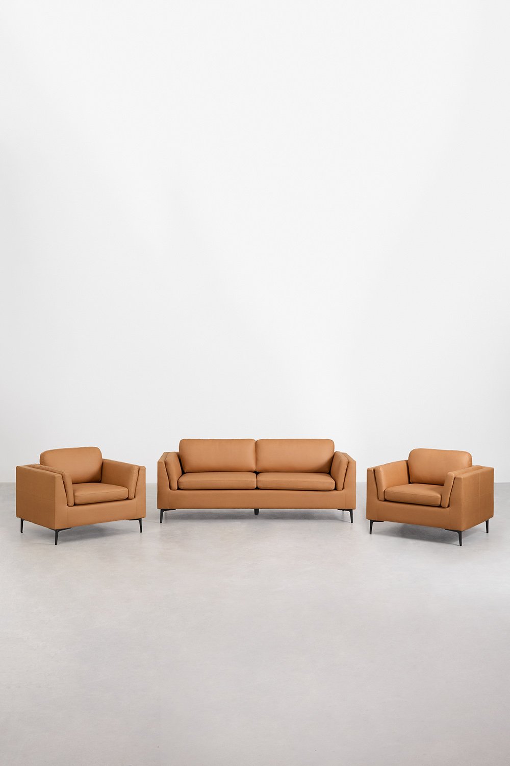 sklum Conjunto de salón con sofá de 2 plazas y 2 sillones en polipiel Soren