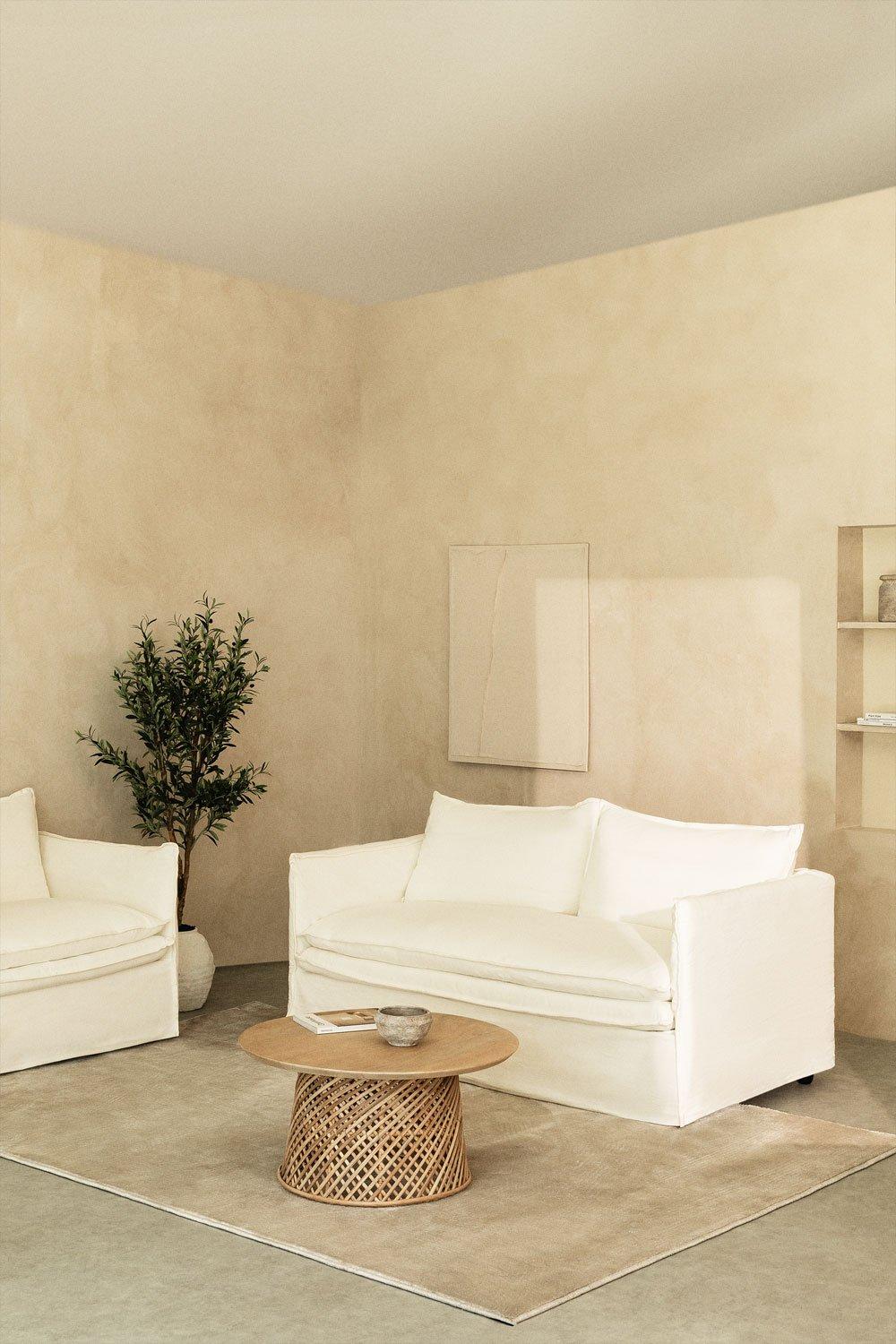 sklum Conjunto de salón con sofá de 2 plazas y sillón en lino y algodón Grace