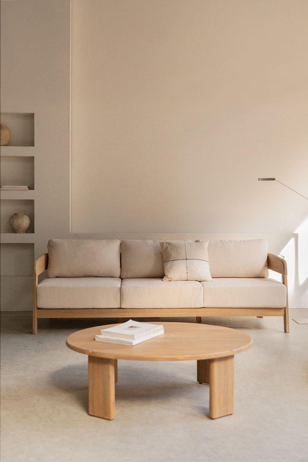 sklum Conjunto de salón con sofá de 3 plazas y mesa de centro en madera de acacia Uleno