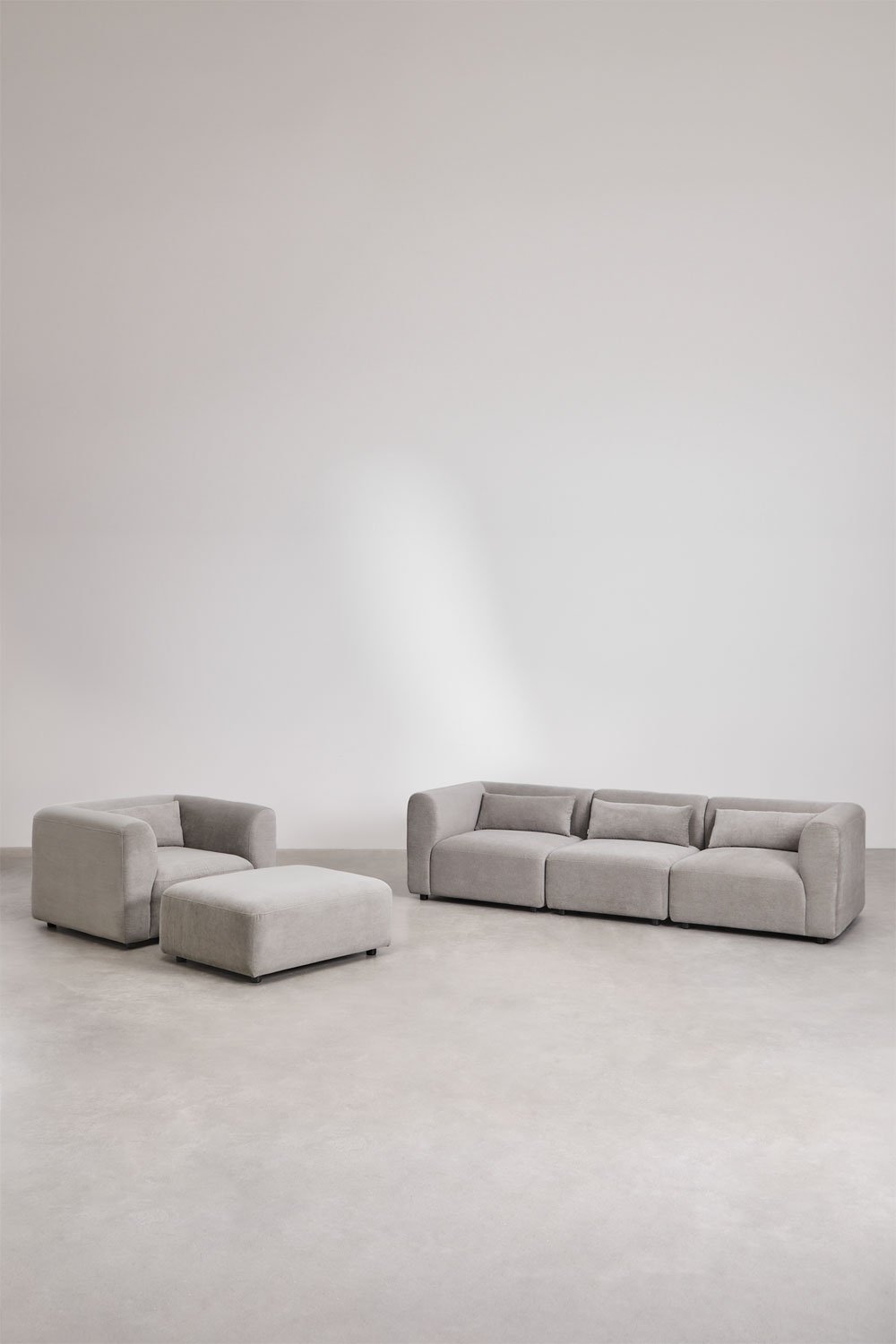 Sklum Conjunto De Salón Con Sofá Modular De 3 Piezas Sillón Y Puff Fogler