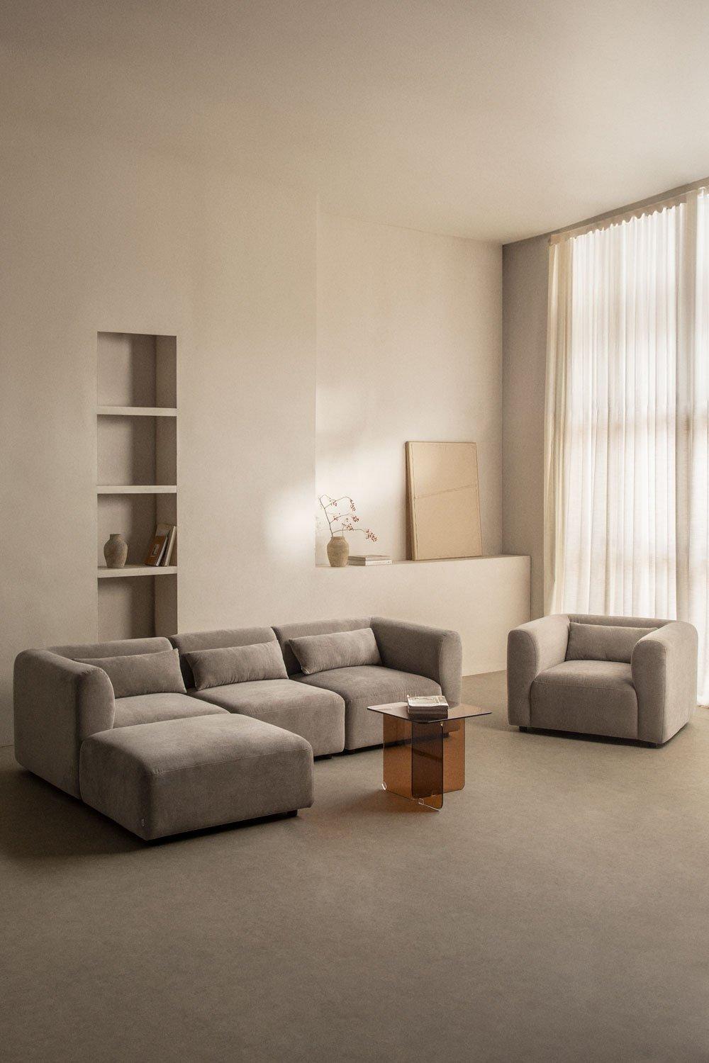 sklum Conjunto de salón con sofá modular de 3 piezas sillón y puff Fogler