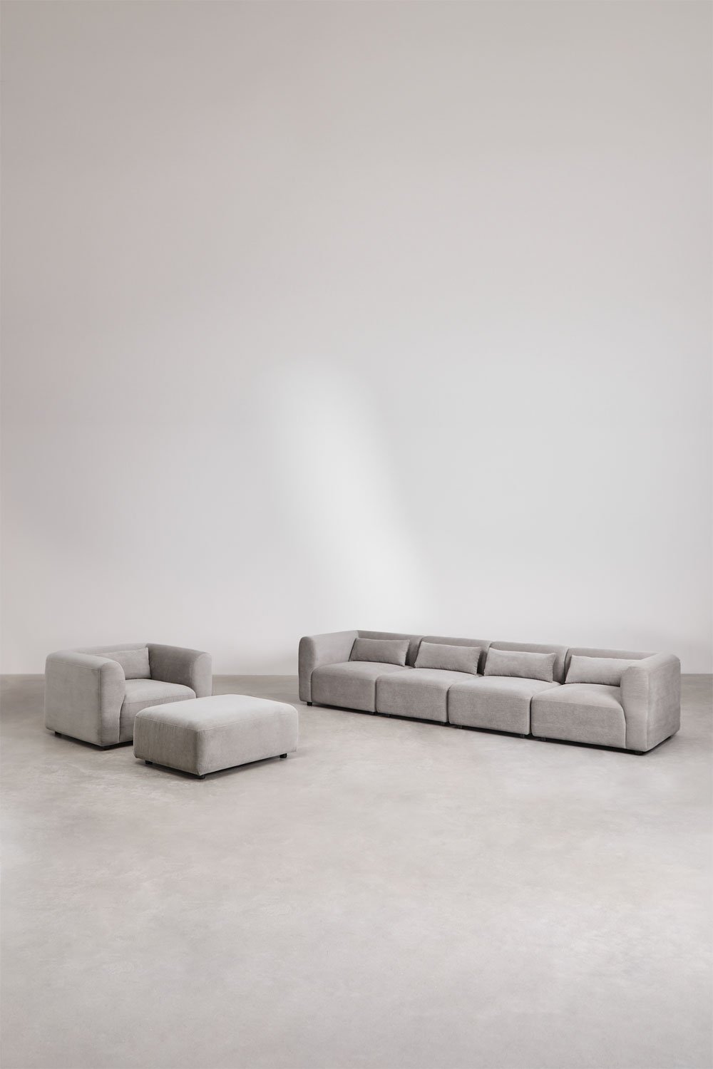 Sklum Conjunto De Salón Con Sofá Modular De 4 Piezas Sillón Y Puff Fogler