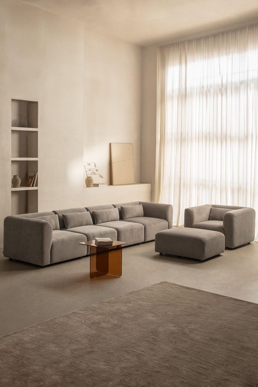 sklum Conjunto de salón con sofá modular de 4 piezas sillón y puff Fogler
