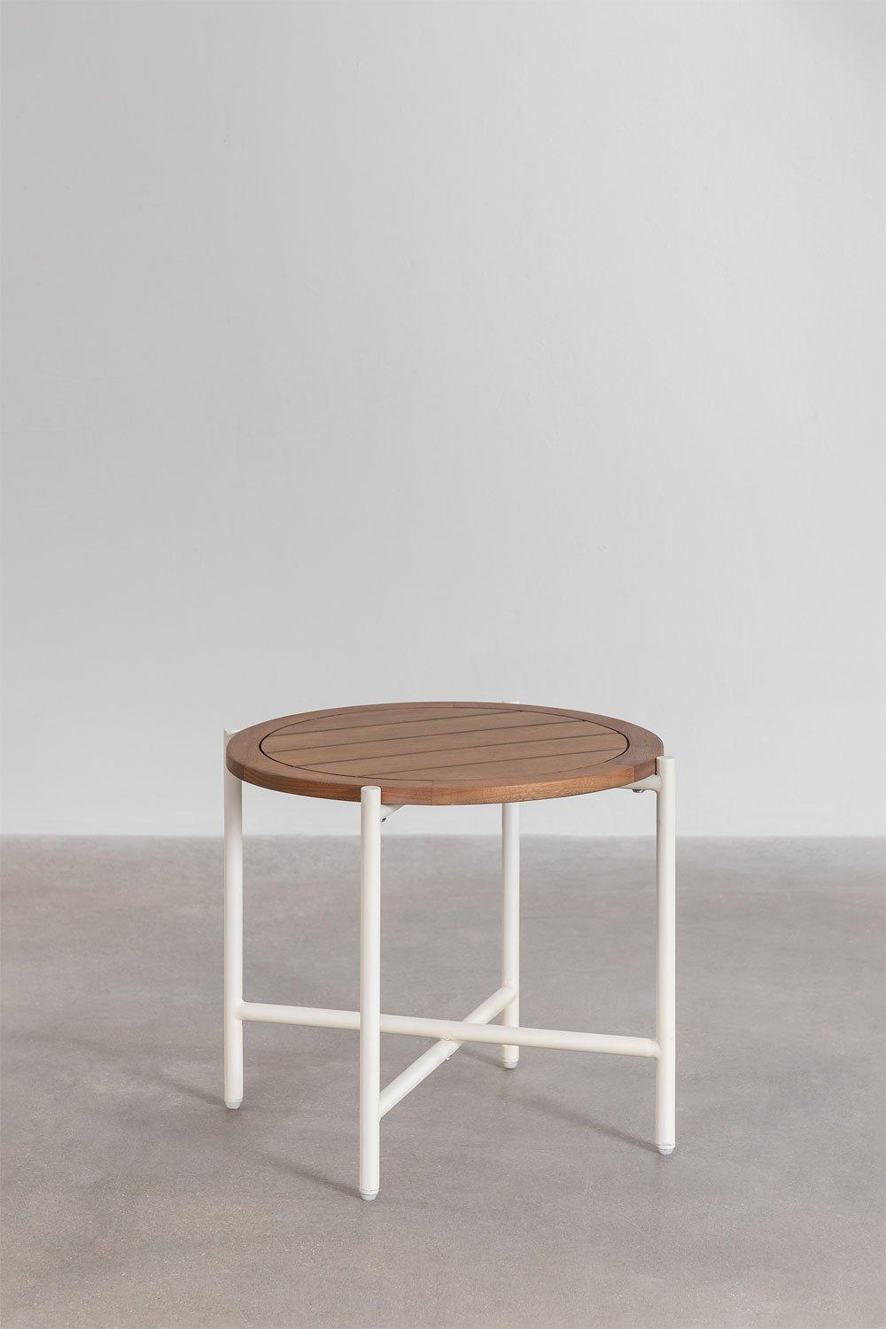 Sklum Conjunto De Salón De 2 Sillones Y Mesa De Centro En Madera De Eucalipto Y Acero Kerkera