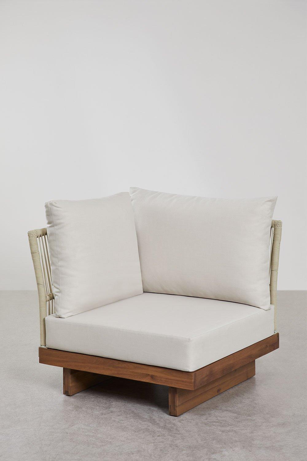 Sklum Conjunto De Sofá De Jardim Modular Dailin De 4 Peças Com 2 Cadeiras De Canto Mesa De Centro Poltrona E Pufe Em Madeira De Acác