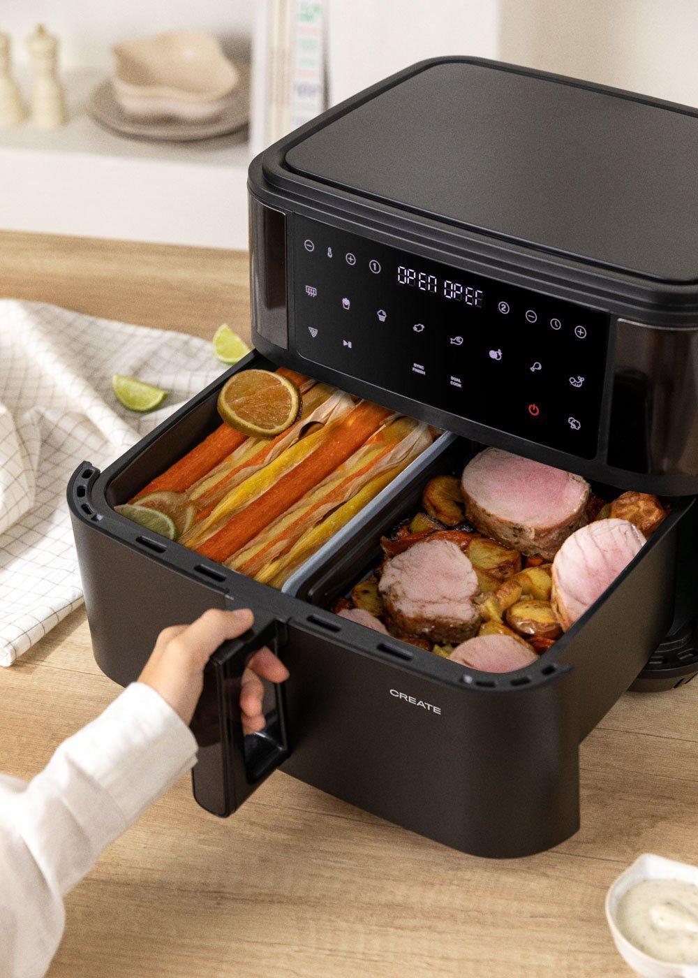 Sklum CREATE - AIR FRYER DUAL - Airfryer Zonder Olie 10 L Met Scheidingssysteem