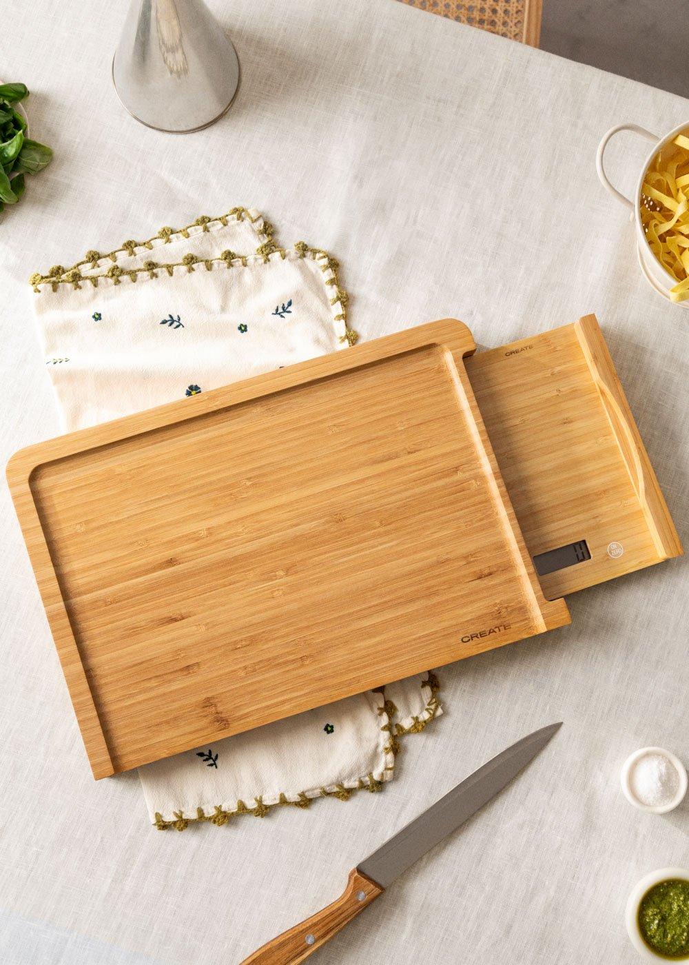 Sklum CREATE - BOARD SCALE BAMBOO - Kuchenna Deska Do Krojenia Ze Zintegrowaną Wagą