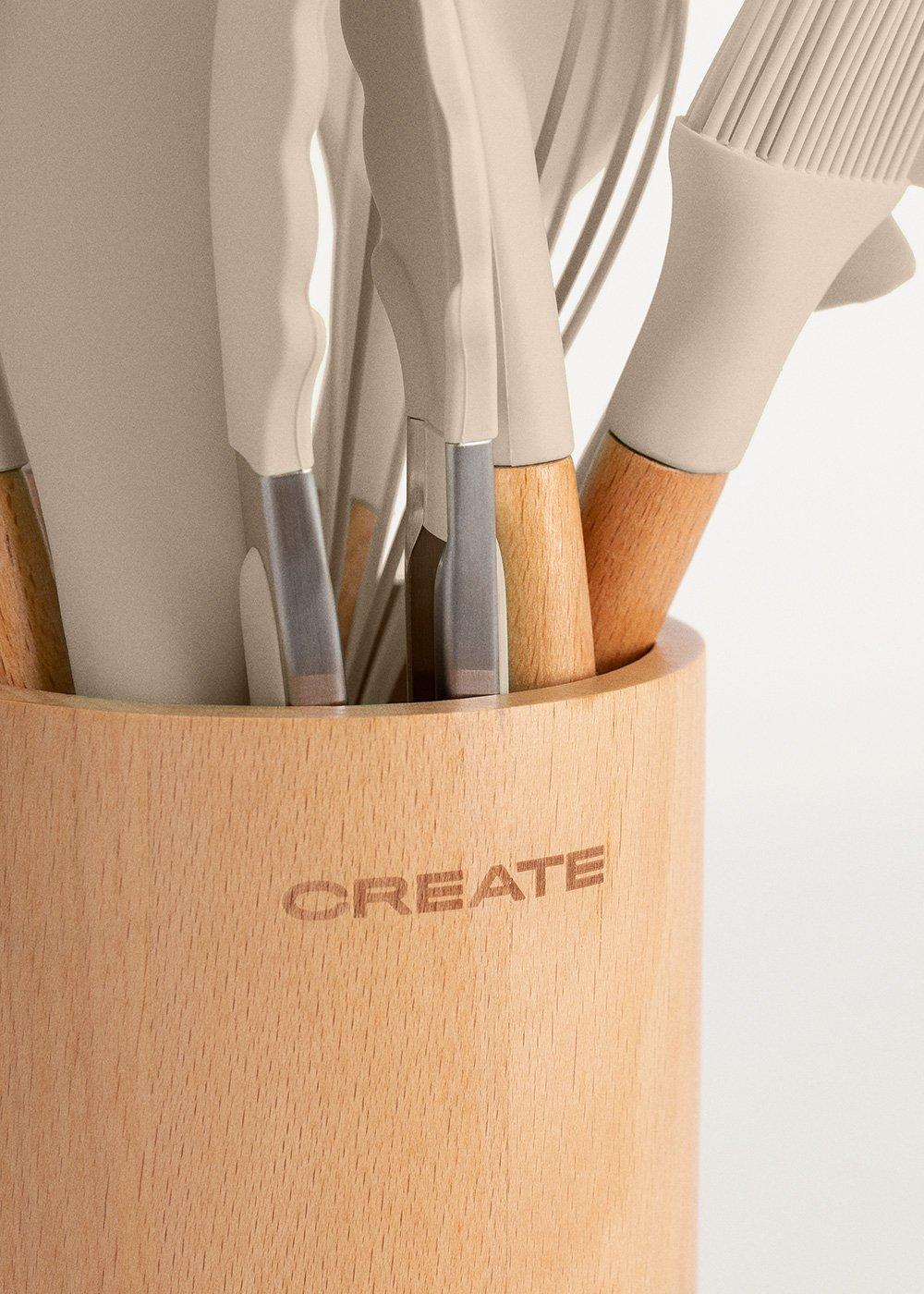 Sklum CREATE - KITCHENWARE STUDIO - Zestaw Akcesoriów Kuchennych Wykonanych Z Silikonu E Drewna