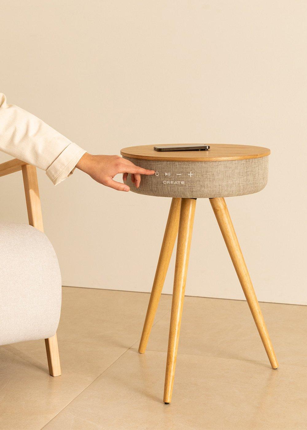 Sklum CREATE - SPEAKER TABLE 360 - Mesa Altavoz Con Sonido Omnidireccional 360º Bluetooth Y Carga Inalámbrica