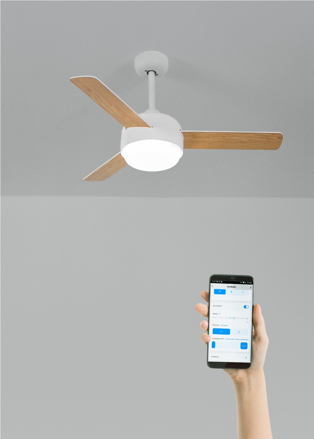 sklum CREATE - WIND BALL - Ventilador de techo 40W silencioso Ø112 cm con luz LED de 15W