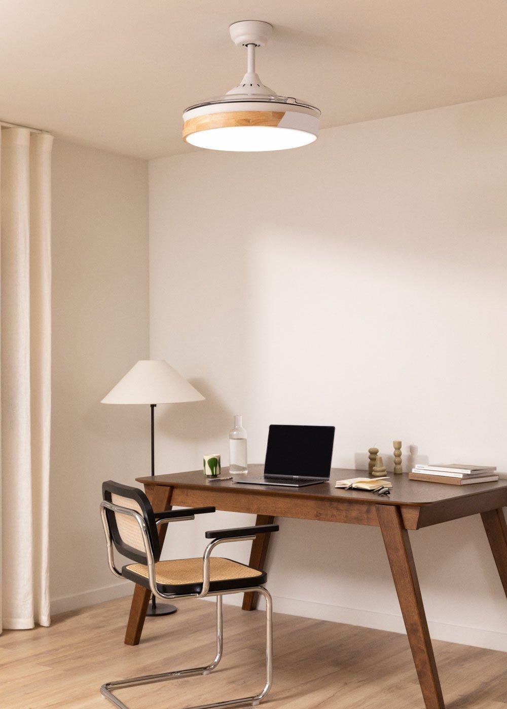 sklum CREATE - WIND CLEAR - Ventilador de teto 40W silencioso Ø108cm lâminas retrácteis com luz LED 36W