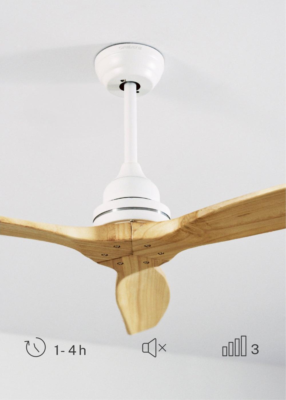 Sklum CREATE - WIND WOOD - Wentylator Sufitowy 75W Cichy Ø132 Cm 100% Drewna
