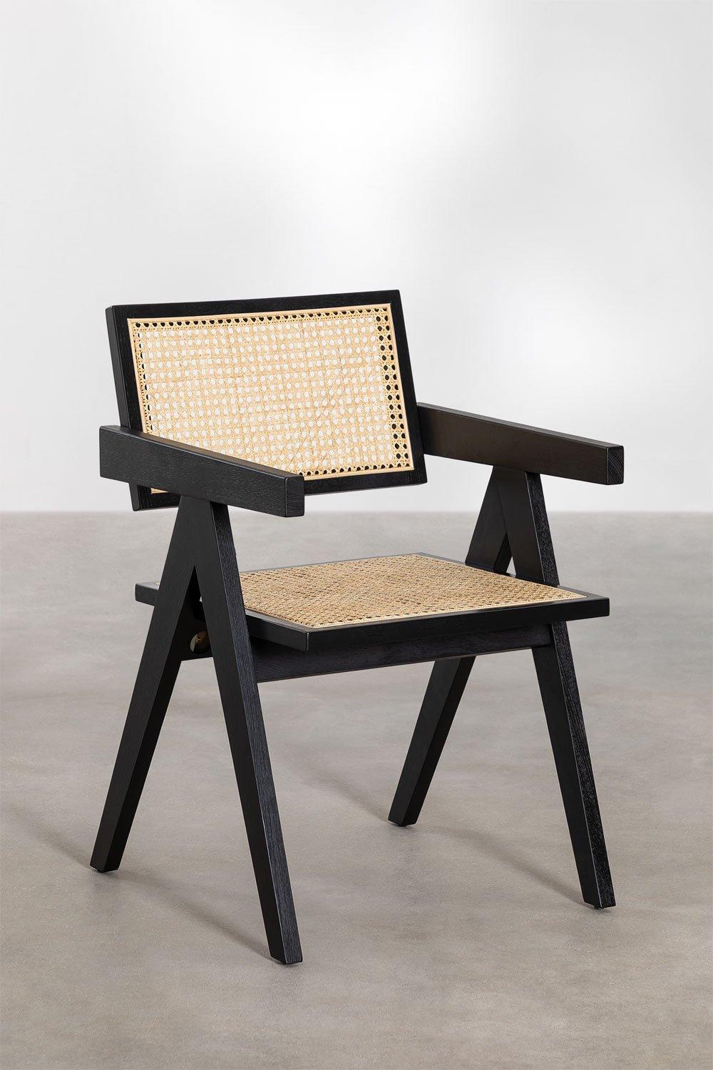 Sklum Dining Chair With Armrests In Ash Wood And Rattan Lali