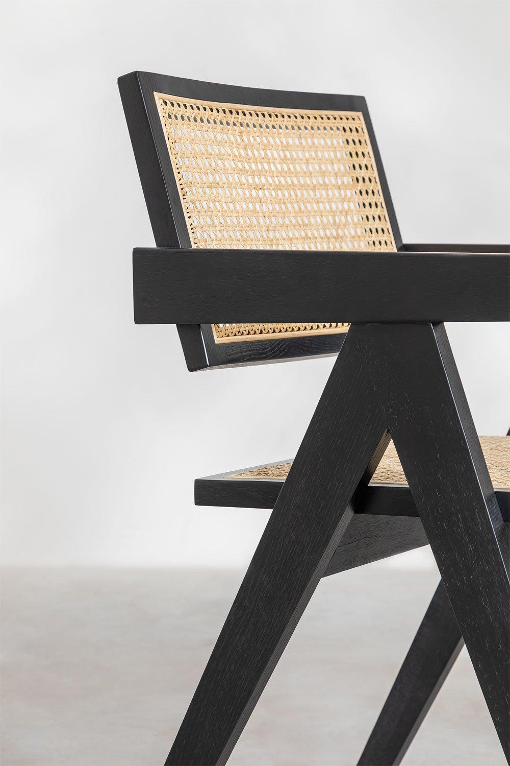 Sklum Dining Chair With Armrests In Ash Wood And Rattan Lali