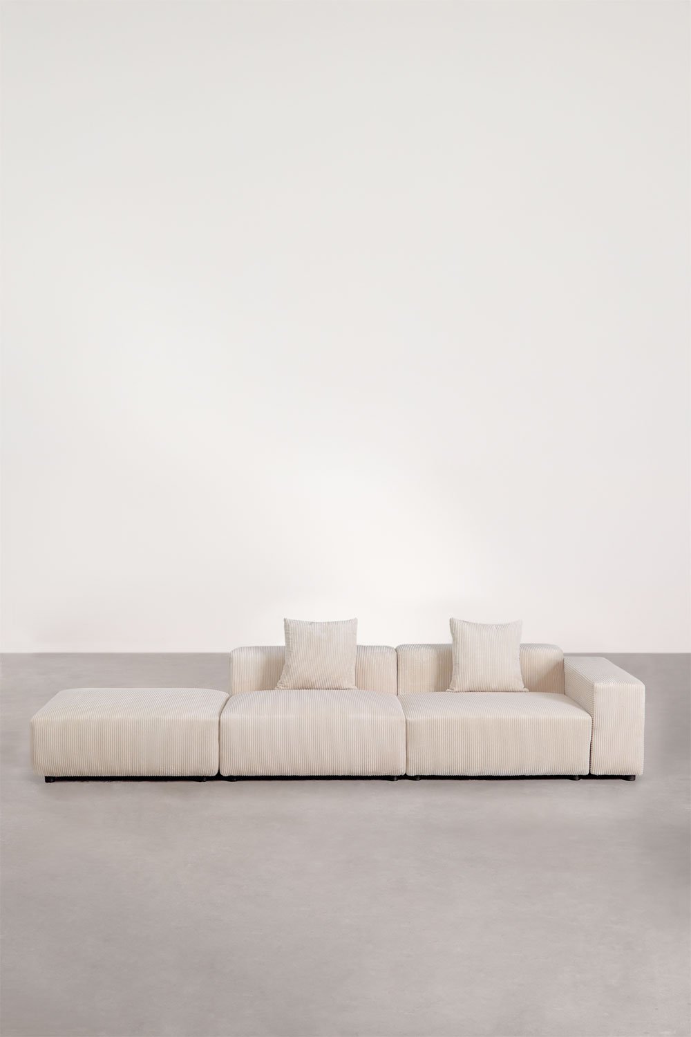 Sklum Divano Componibile Angolare Destro In 2 Pezzi Con Bracciolo Basso E Pouf (↔︎345 Cm) Bruna