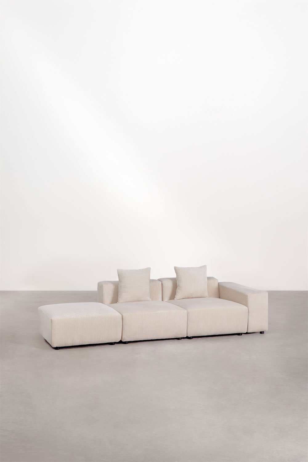 sklum Divano componibile angolare destro in 2 pezzi con bracciolo basso e pouf (↔︎285 cm) Bruna