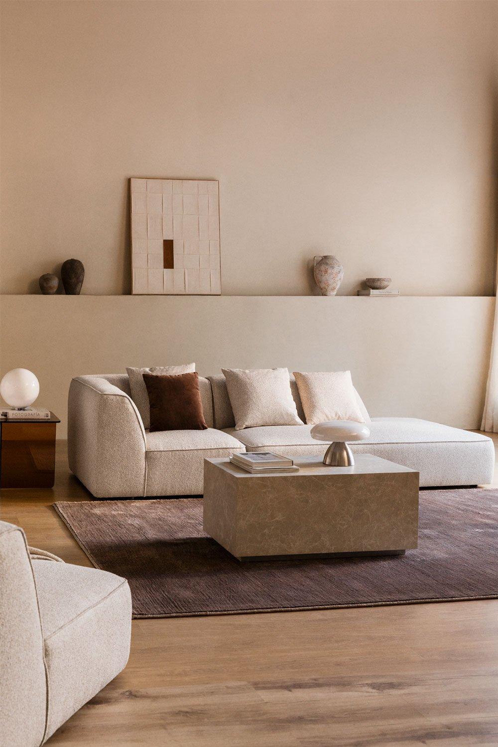 sklum Dwuczęściowa narożna sofa modułowa z prawym szezlongiem z tkaniny Cardea bouclé