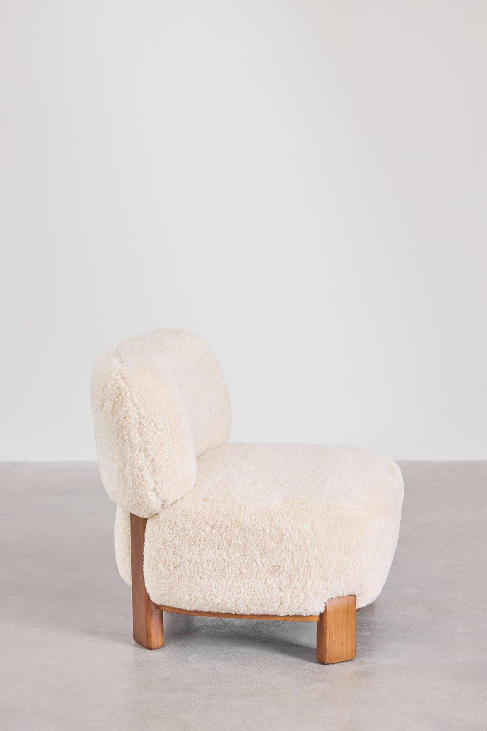 Sklum Eldred Fauteuil Van Schapenvacht En Rubberhout