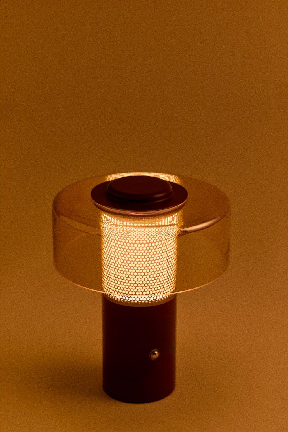 Sklum Elfriede Wireless LED Glass And Steel Table Lamp