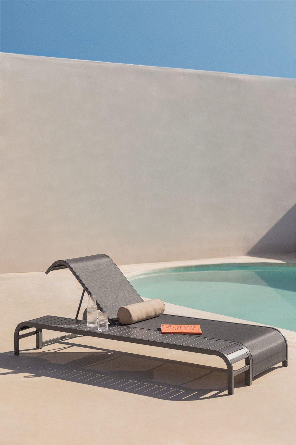 sklum Ensemble de chaise longue inclinable et de table d'appoint en acier Marietta