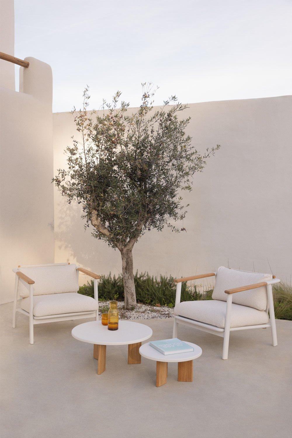 sklum Ensemble de jardin avec 2 fauteuils en tissu bouclé et 2 tables basses en aluminium Yervin