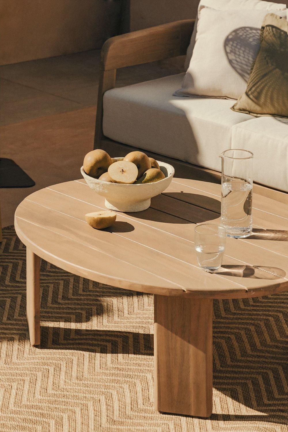 Sklum Ensemble De Jardin Avec Canapé 3 Places 2 Fauteuils Et Table Basse En Bois D'acacia Uleno