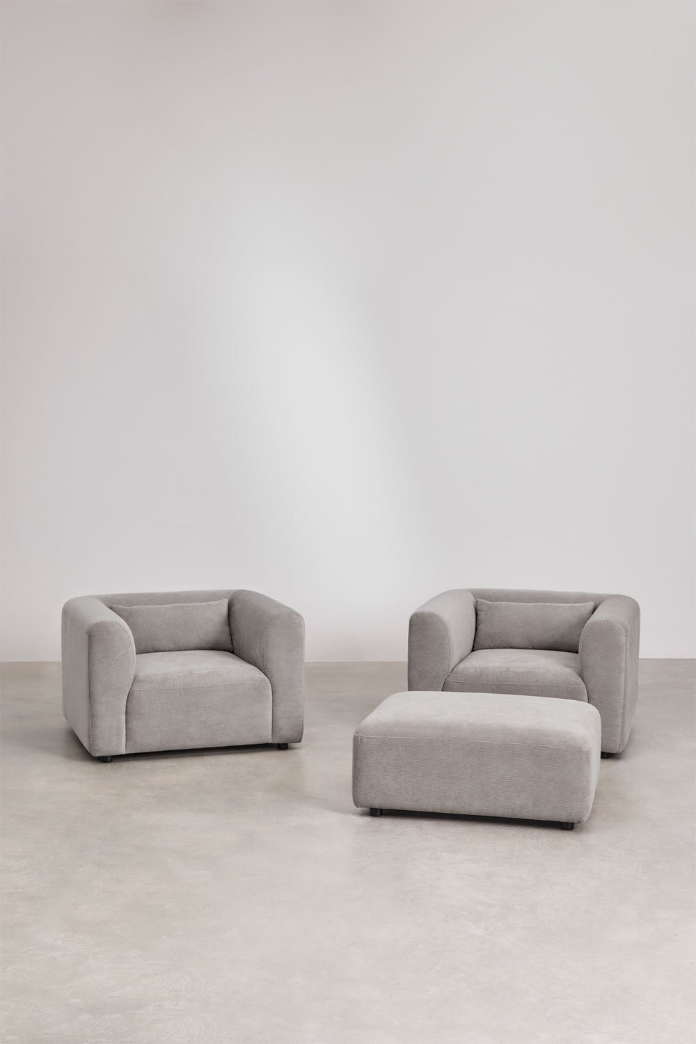 sklum Ensemble de salon avec 2 fauteuils et pouf Fogler