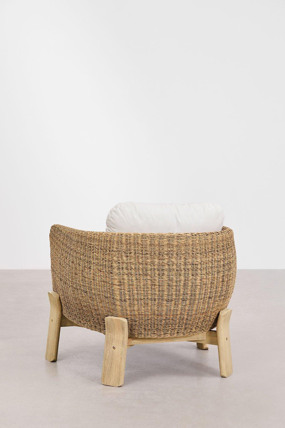Sklum Ensemble De Salon Avec 2 Fauteuils Et Table Basse En Bois D'acacia Et Rotin Leilan