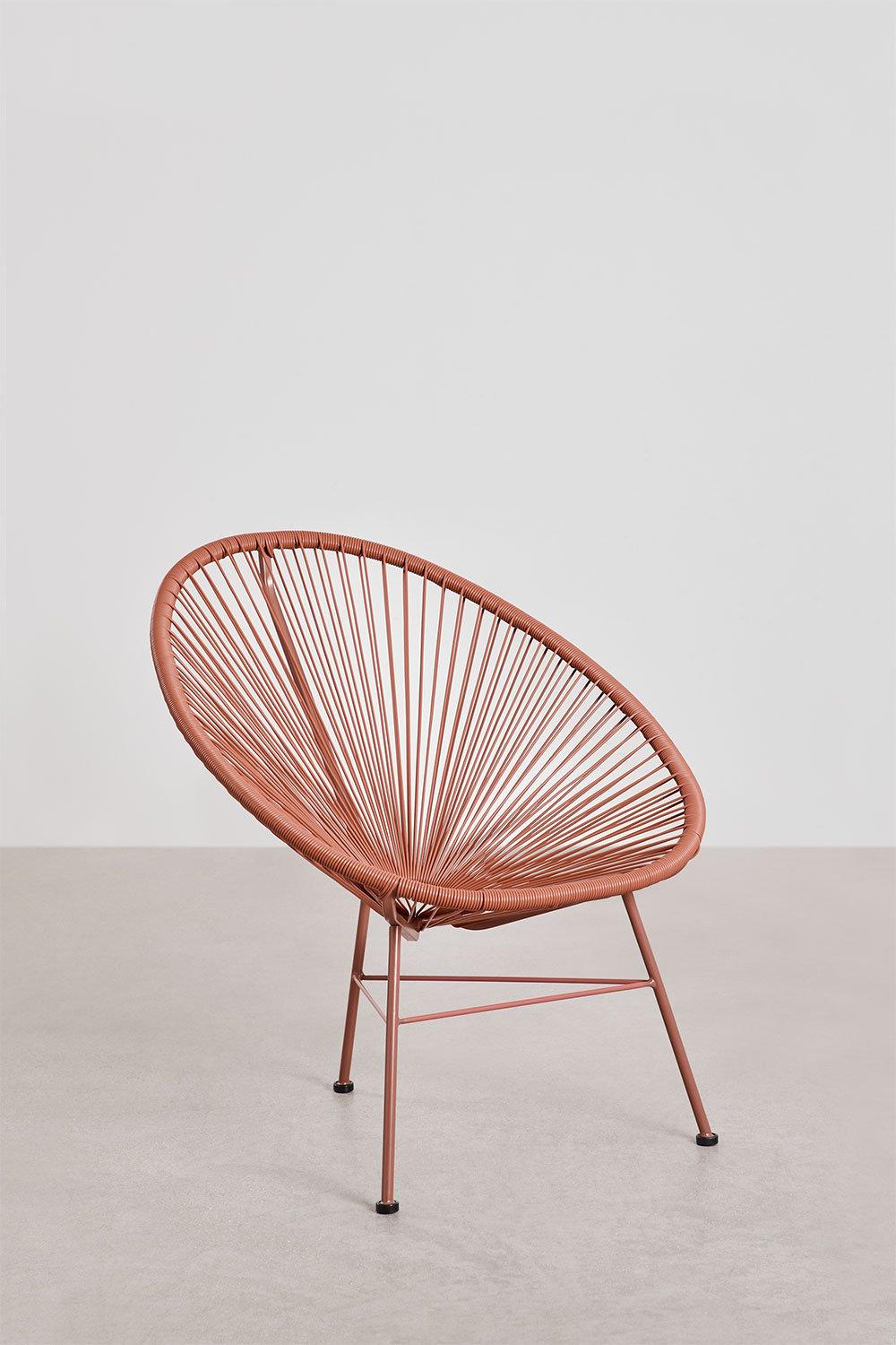 Sklum Ensemble De Salon Avec 2 Fauteuils Et Table D'appoint En Acier Et Osier Synthétique New Acapulco