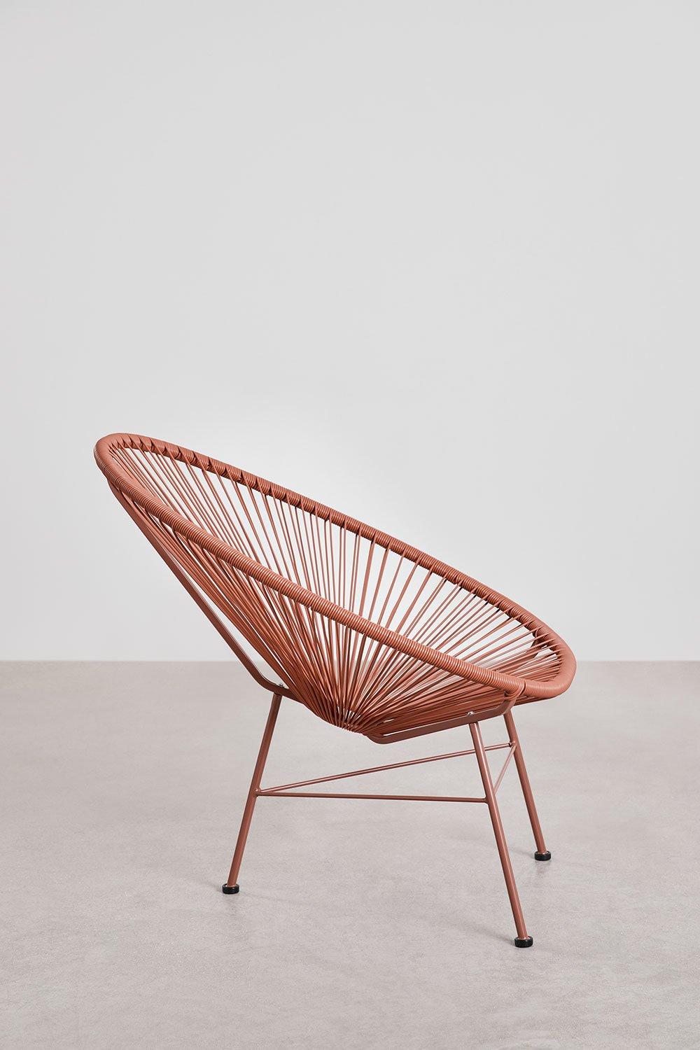 Sklum Ensemble De Salon Avec 2 Fauteuils Et Table D'appoint En Acier Et Osier Synthétique New Acapulco