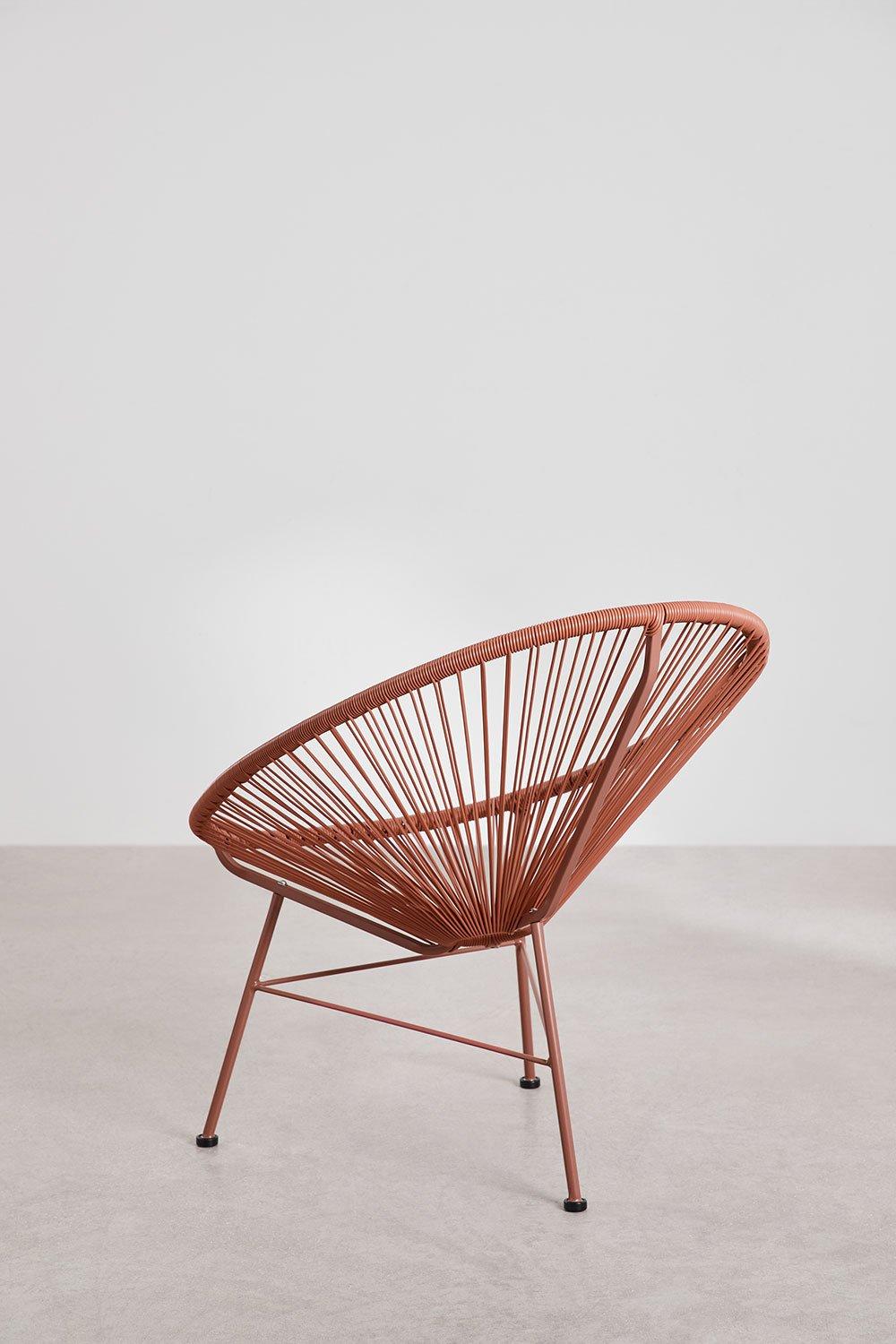 Sklum Ensemble De Salon Avec 2 Fauteuils Et Table D'appoint En Acier Et Osier Synthétique New Acapulco