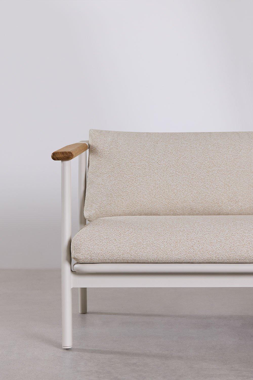 Sklum Ensemble De Salon Avec Canapé 2 Places En Tissu Bouclé 2 Tables Basses Et 2 Fauteuils En Aluminium Yervin