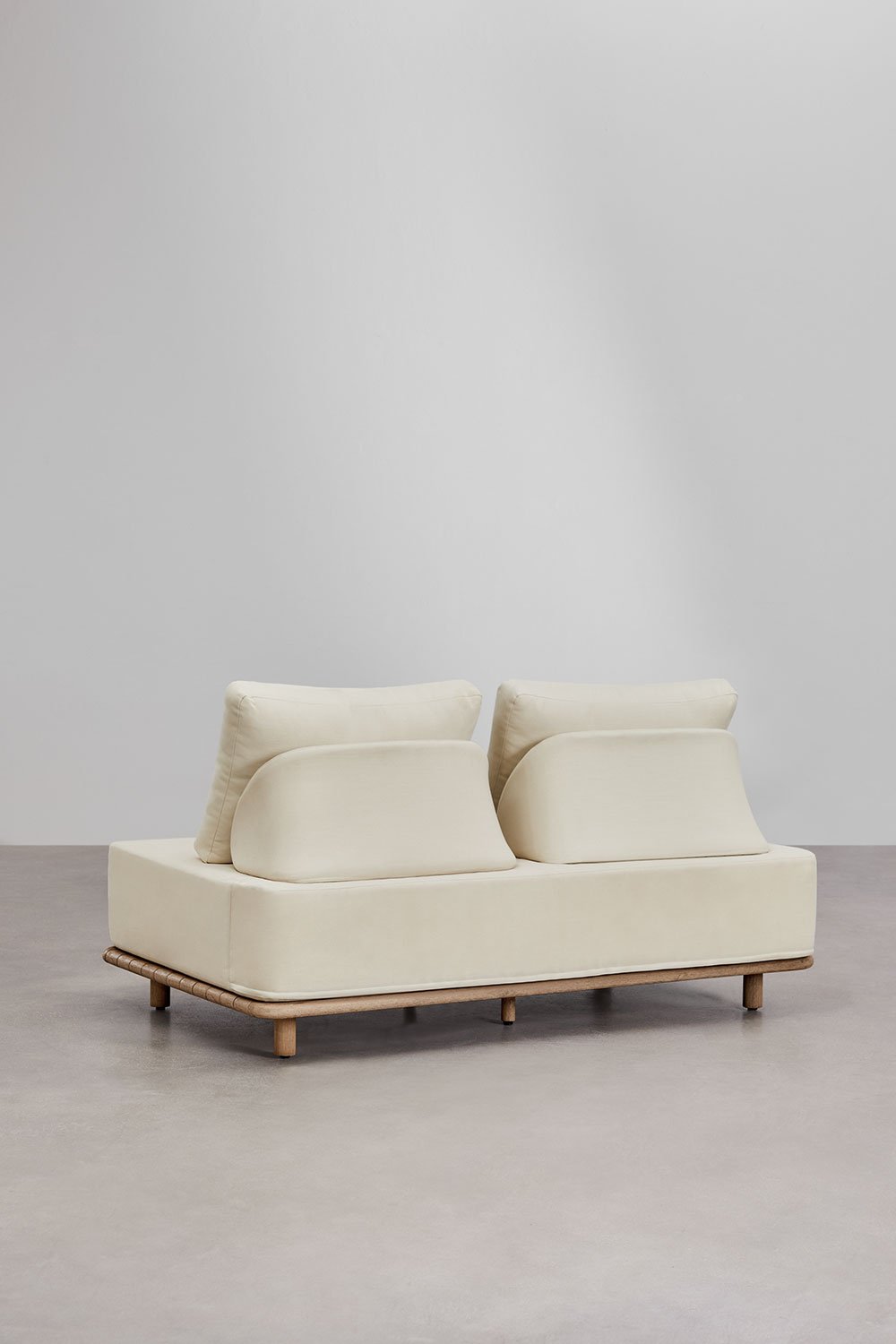 Sklum Ensemble De Salon Avec Canapé 2 Places Fauteuil Et Table Basse En Bois D'acacia Portet
