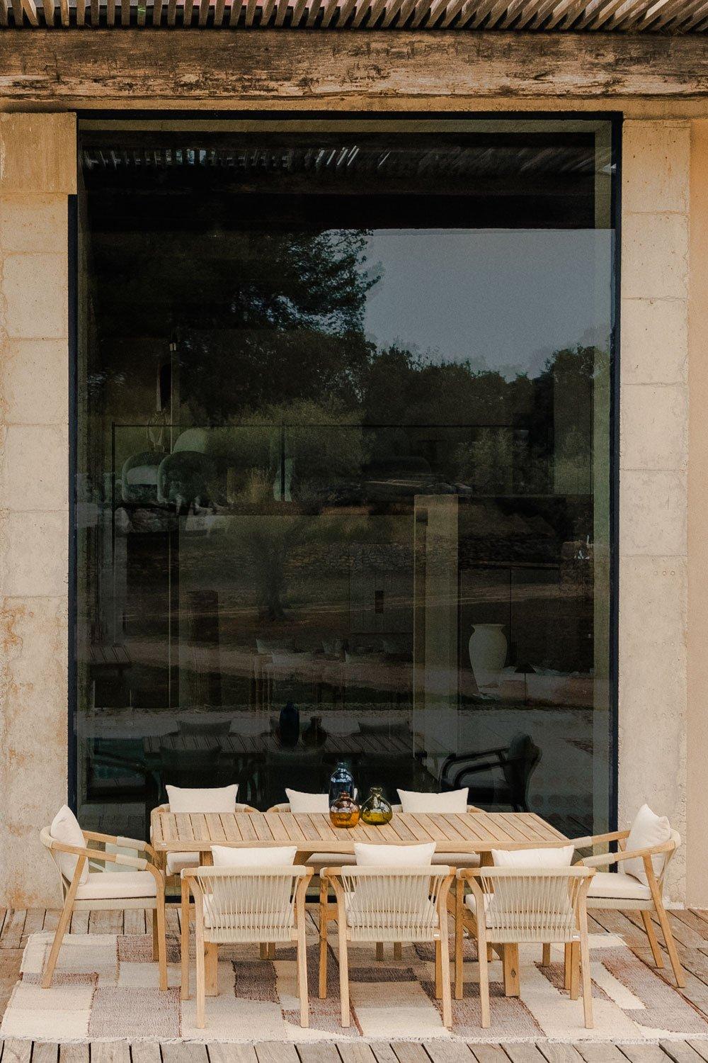 sklum Ensemble de Table Rectangulaire (200x100 cm) et 8 Chaises de Jardin en Bois d'Acacia Dubai