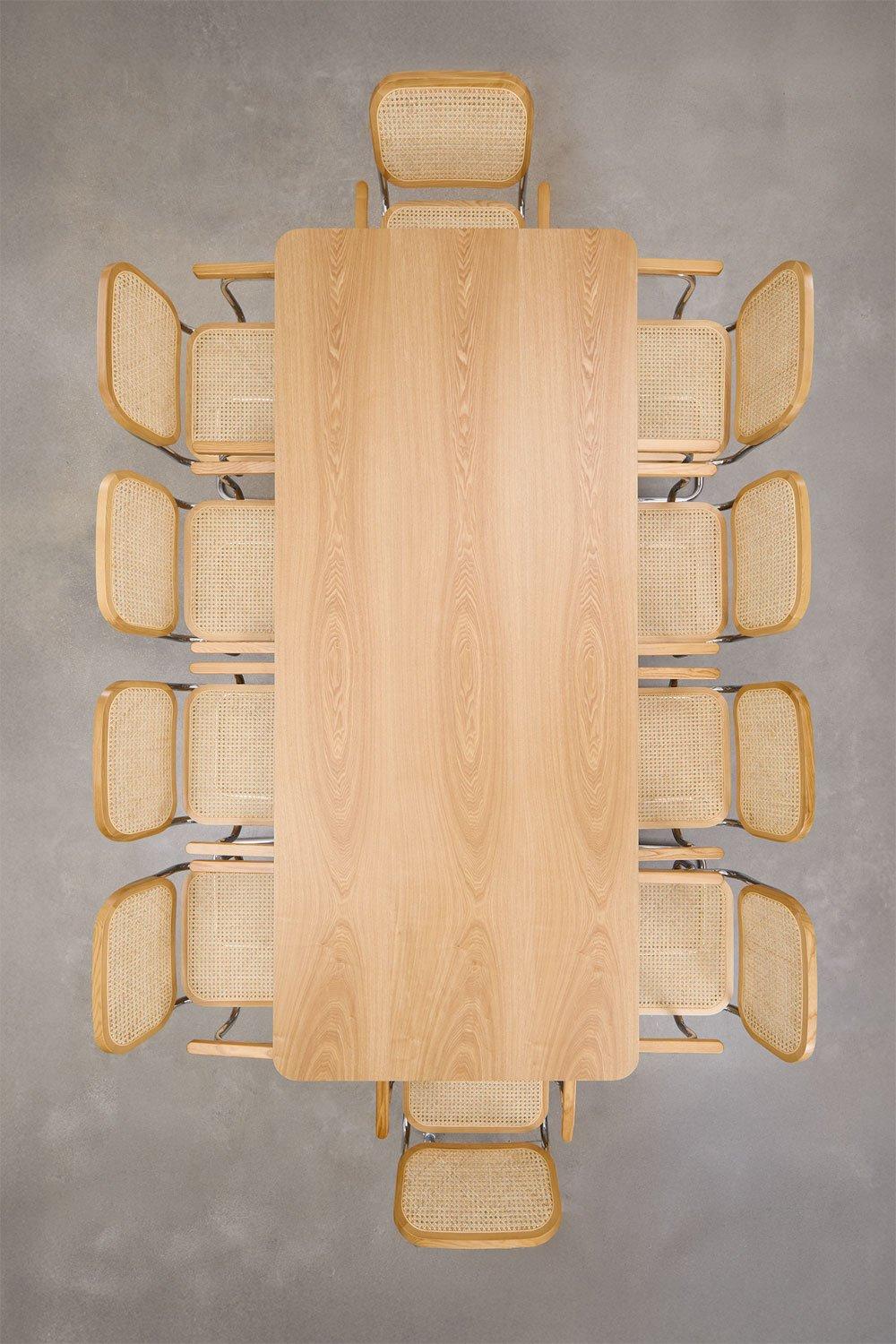 Sklum Ensemble De Table Rectangulaire 240x100 Cm En MDF Et Acier Inoxydable Et 10 Chaises De Salle à Manger Avec Accoudoirs Tento