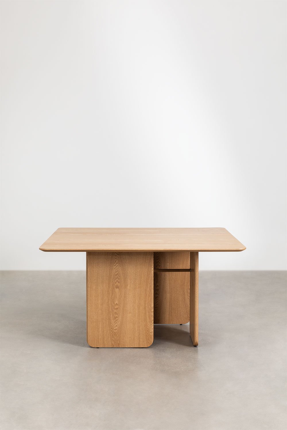 Sklum Ensemble Table Carrée En MDF Et Placage Frêne (140x140 Cm) Ginger Et 8 Chaises De Salle à Manger En Velours Xastru
